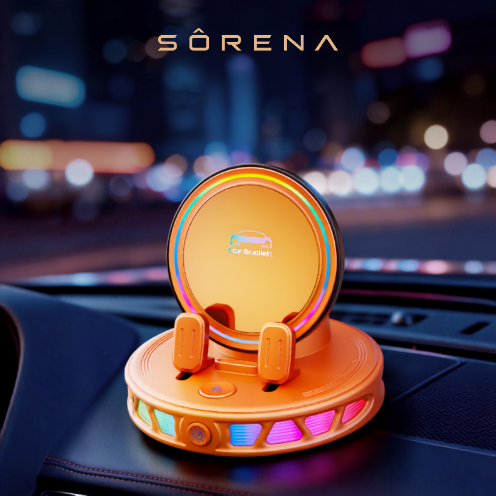 Premium 15W Wireless Car Phone Holder with Auto Clamping, 360° Rotation & Ambient Light