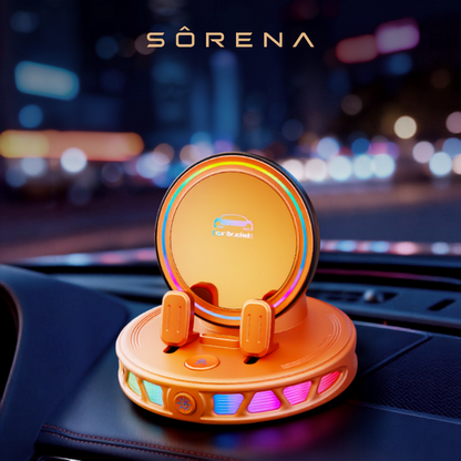 Premium 15W Wireless Car Phone Holder with Auto Clamping, 360° Rotation & Ambient Light