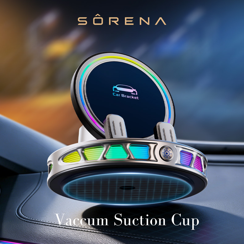 Premium 15W Wireless Car Phone Holder with Auto Clamping, 360° Rotation & Ambient Light